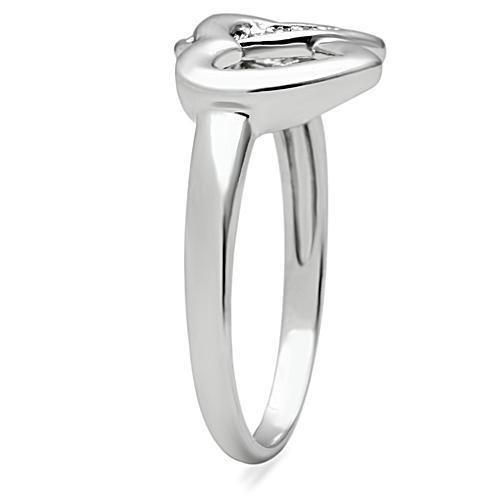 3W123 - Rhodium Brass Ring with AAA Grade CZ in Clear - Whispered Echos