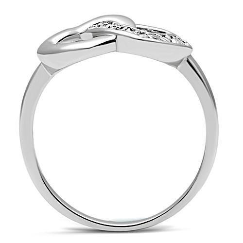 3W123 - Rhodium Brass Ring with AAA Grade CZ in Clear - Whispered Echos