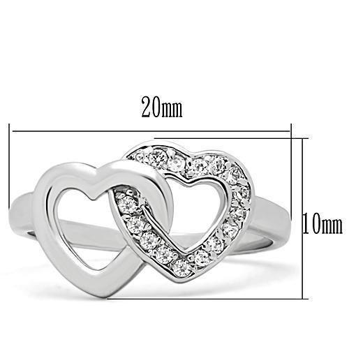 3W123 - Rhodium Brass Ring with AAA Grade CZ in Clear - Whispered Echos