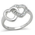 3W123 - Rhodium Brass Ring with AAA Grade CZ in Clear - Whispered Echos