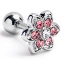 16G 1/4 Pink Radiant Blossom Flower Cartilage Tragus Earring