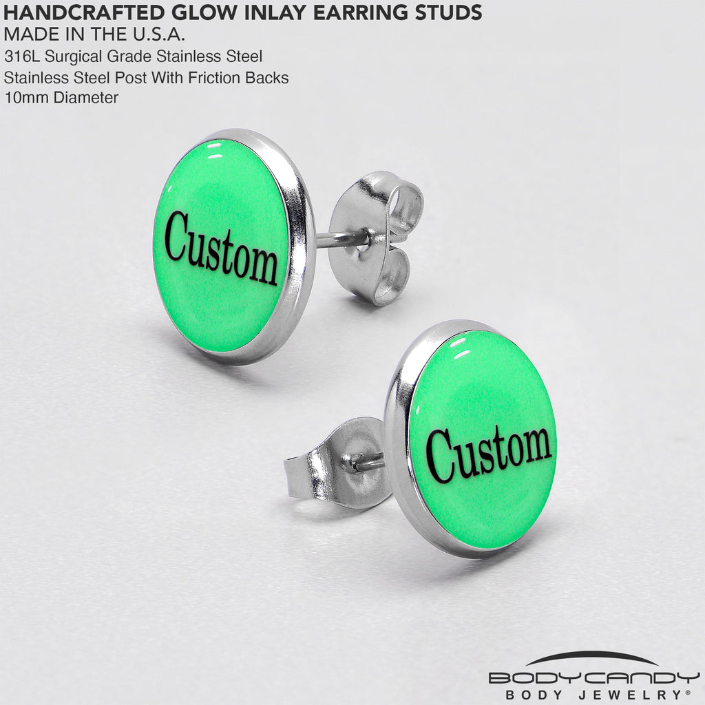 Custom Personalized Glow in the Dark Stud Earrings