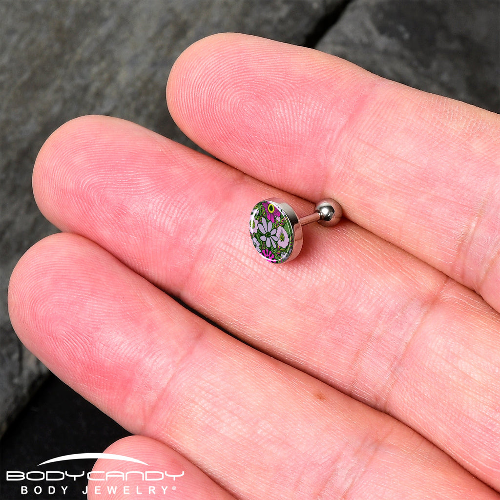 16G 1/4 Blossom Creation Paradise of Pink Flowers Cartilage Earring by Onyx O