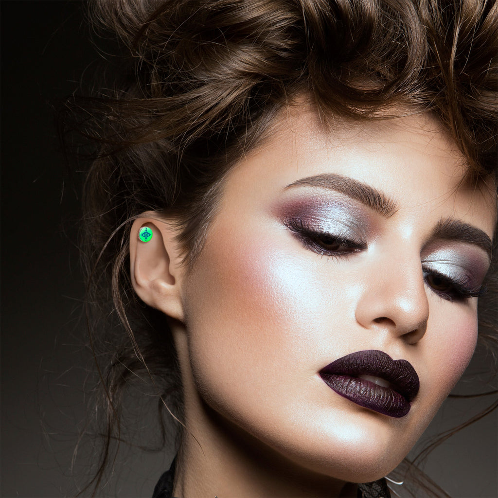 16G 1/4 Glow in the Dark Evil Eye Tragus Cartilage Earring by Onyx O