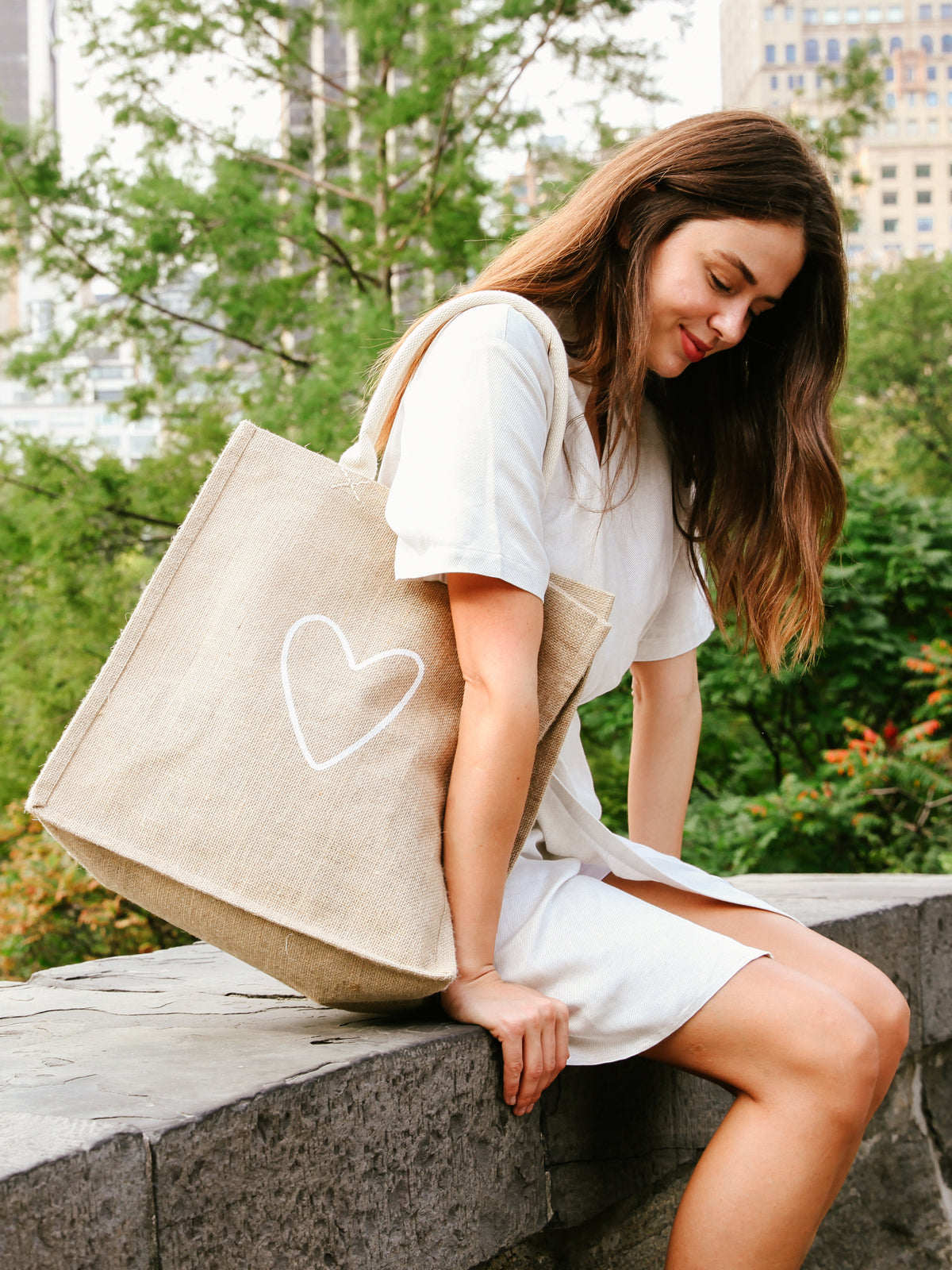 Jute Canvas Gift Bag - Love (L)