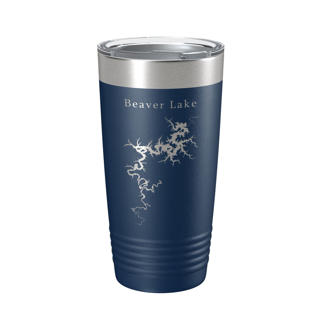 Beaver Lake Map Tumbler Travel Mug Insulated Laser Engraved Coffee Cup Arkansas 20 oz - Whispered Echos