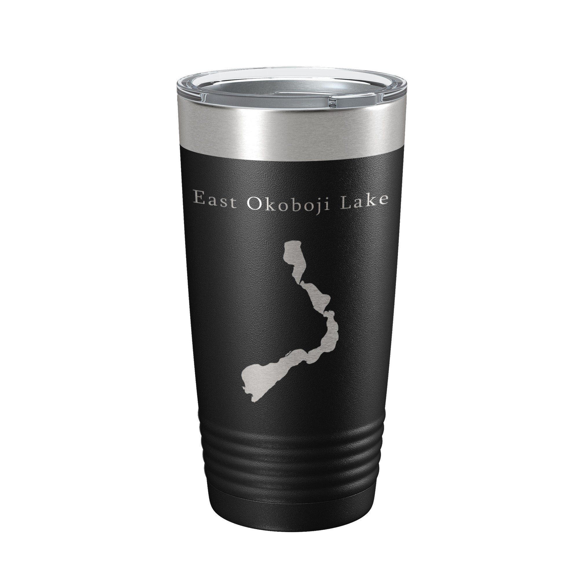East Okoboji Lake Map Tumbler Travel Mug Insulated Laser Engraved Coffee Cup Iowa 20 oz - Whispered Echos