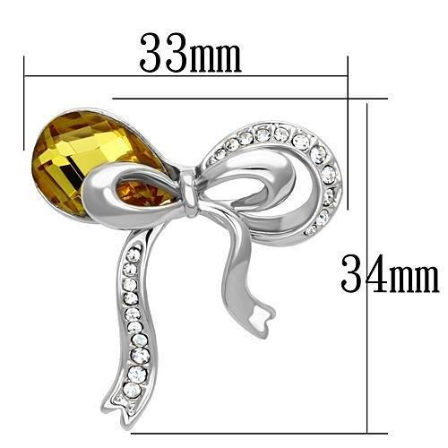 LO2846 - Imitation Rhodium White Metal Brooches with Synthetic Glass Bead in Topaz - Whispered Echos
