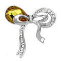 LO2846 - Imitation Rhodium White Metal Brooches with Synthetic Glass Bead in Topaz - Whispered Echos