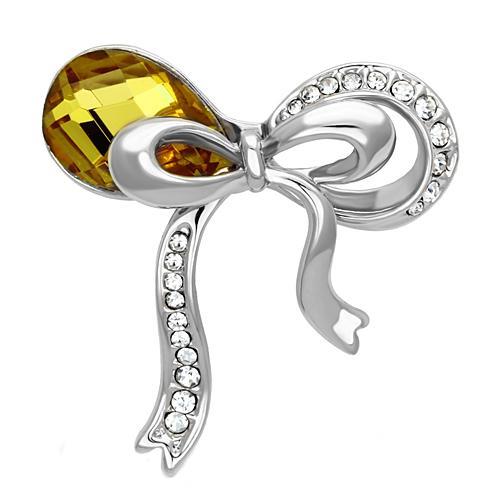 LO2846 - Imitation Rhodium White Metal Brooches with Synthetic Glass Bead in Topaz - Whispered Echos